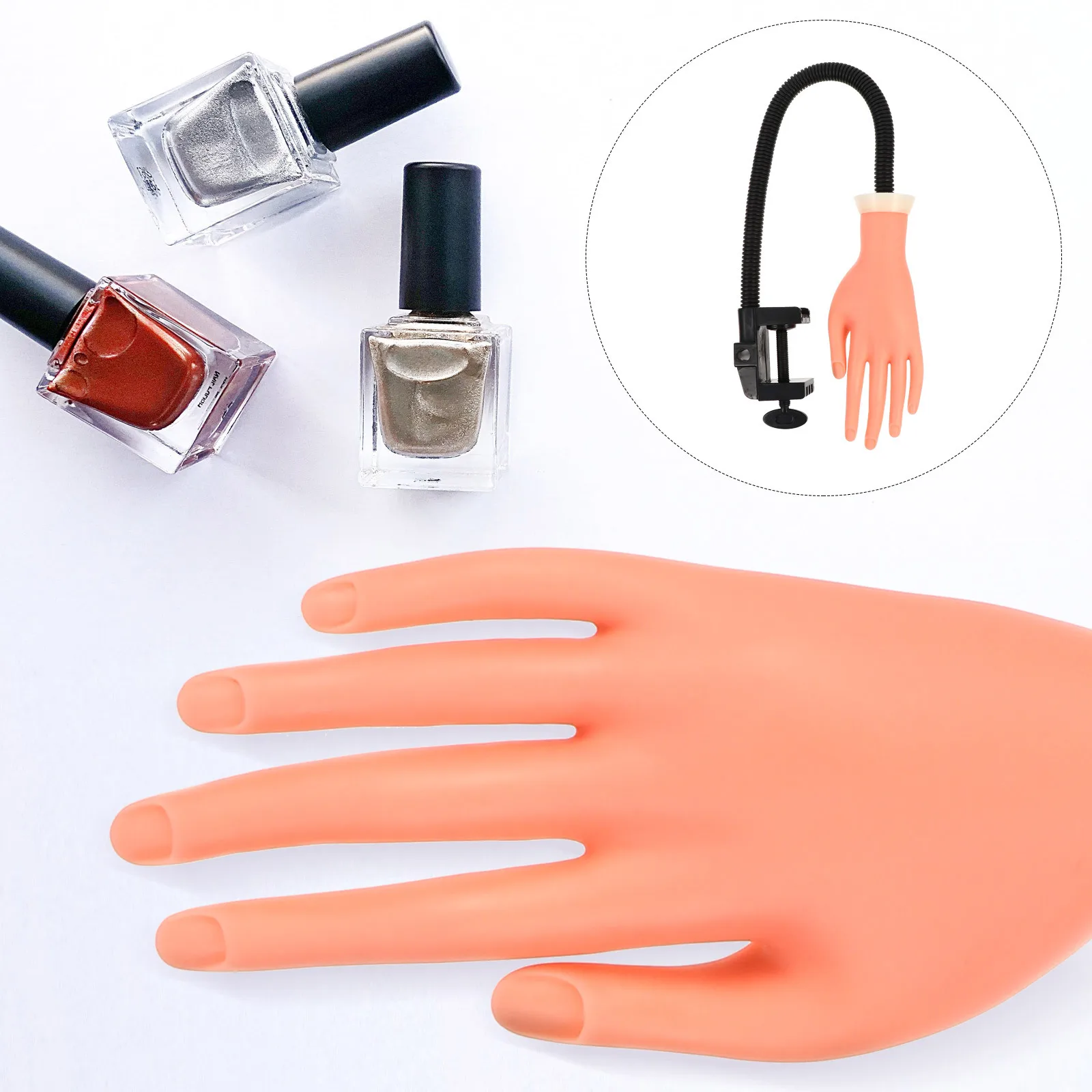 

1 Piece Movable Fake Hand for Nail Art Practice Premium Manicure Training Tool Lightweight Flexible False Hand for DIY Nail