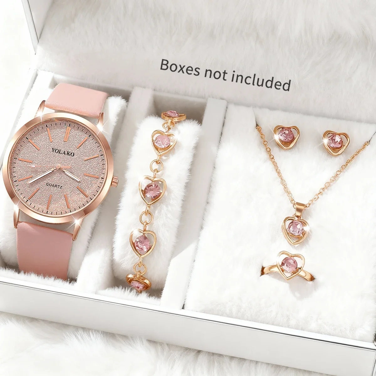1pc elegant watch+5pc accessory set, elegant dial, textured strap, a good choice for daily matching