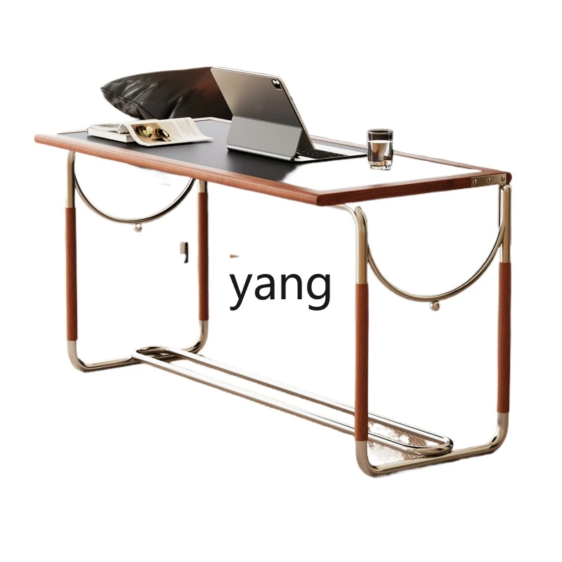 LMM liftable solid wood coffee table living room stainless steel creative side table flip dining table integrated