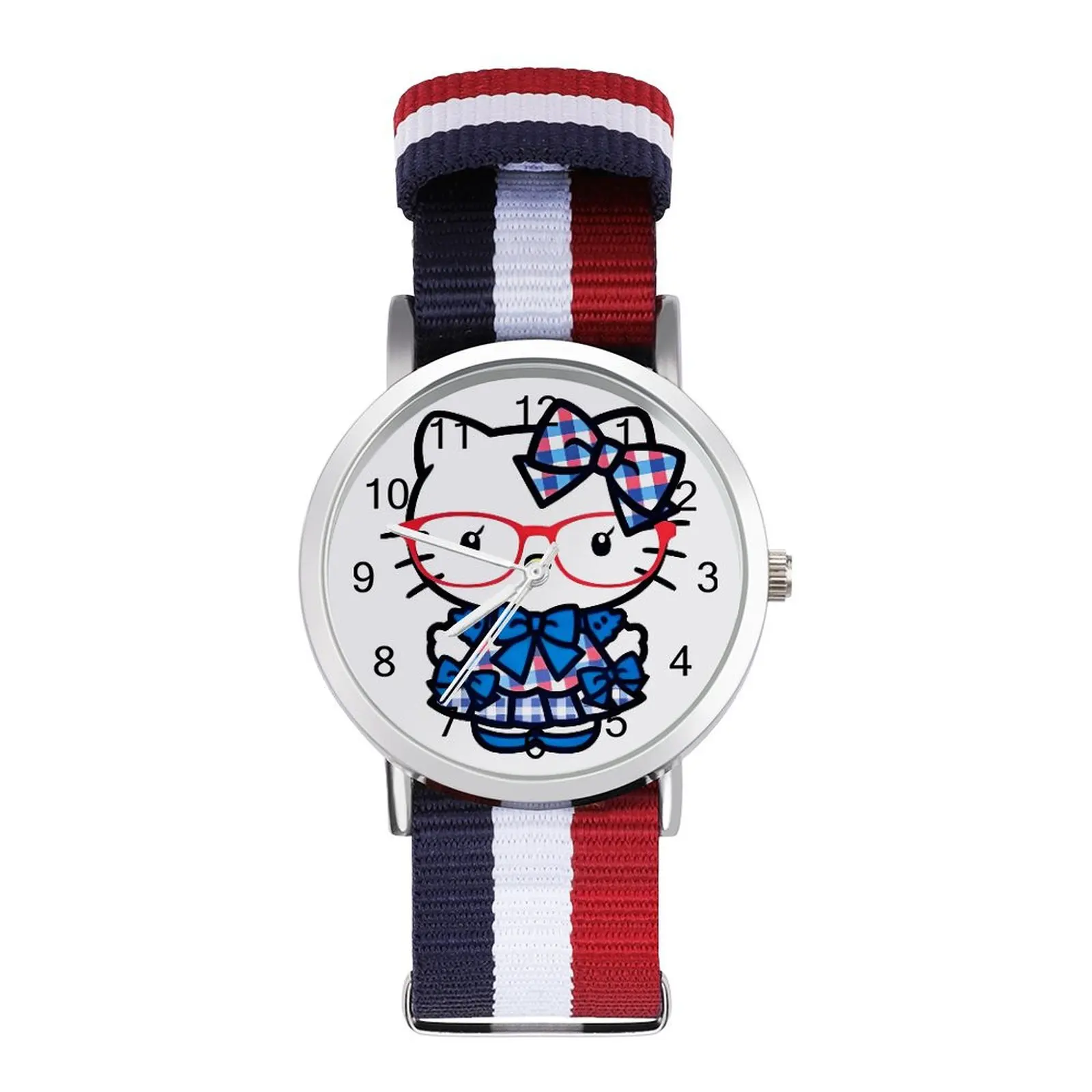 Hello Kitty Red Glasses Quartz Watch  Cool Photo Wrist Watch Spring Good Quality Girl Wristwatch