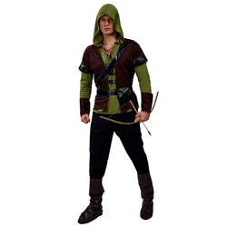 Robin Hood Costume for Man Huntsman Hood Costumes Green Deluxe Cosplay Fancy Suit for Swordsman Costumes Party for Men Boys