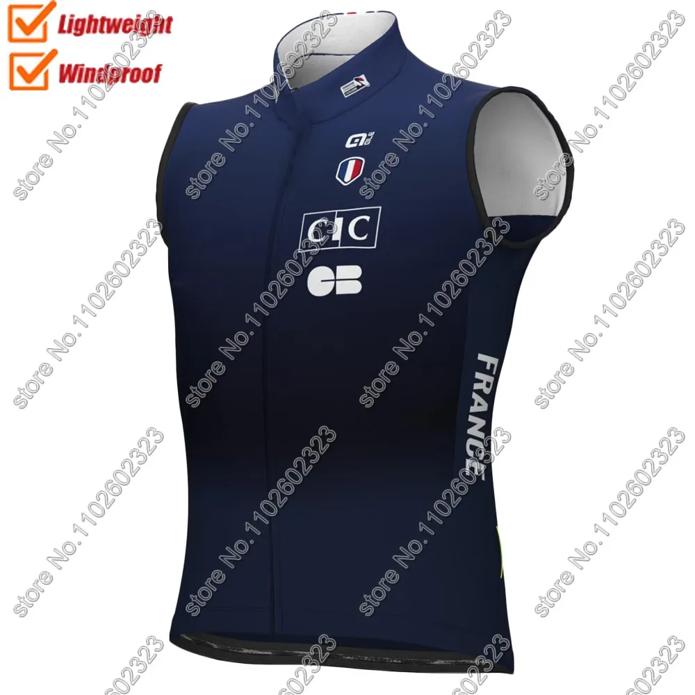 France National Team 2024 Wind Vest Cycling Jersey French Blue Sleeveless Windproof Lightweight MTB Ropa Maillot