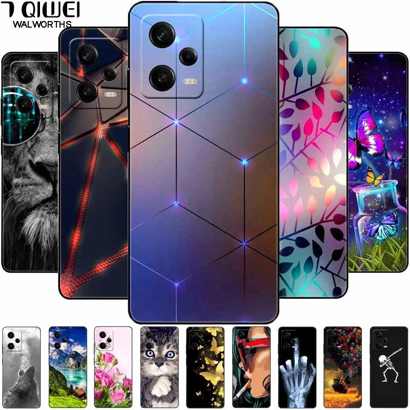 Per Xiaomi Redmi Note 12 5G custodia 6.67 \'\'Silicone nero Moon Bumper Soft Funda per Redmi Note 12 Pro 5G Cover Note12 Pro + Plus