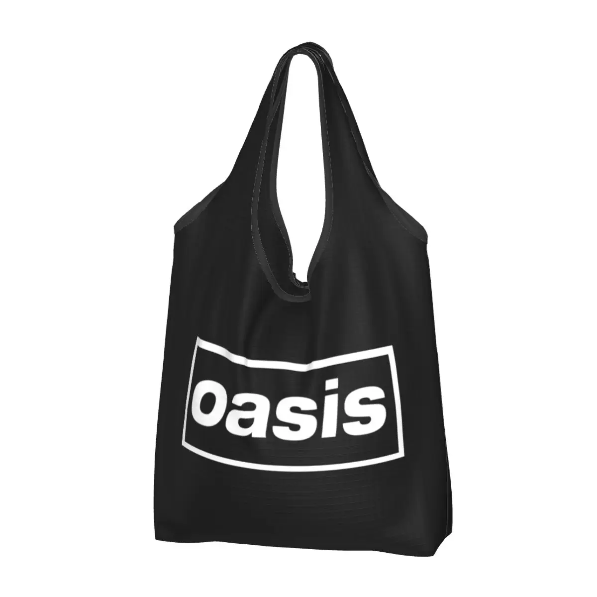 Reusable Rock Band Logo British Music Albums Shopping Bag for Groceries Foldable O-Oasis Grocery Bags Washable Large Tote Bags