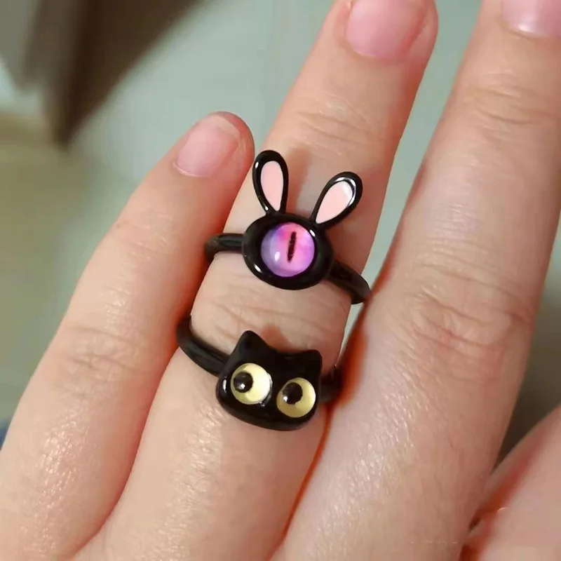 Funny Monster Ring for Women Cartoon Bunny Cat Couple Rings New Trendy Finger Jewelry Female Sweet Y2K Accessories