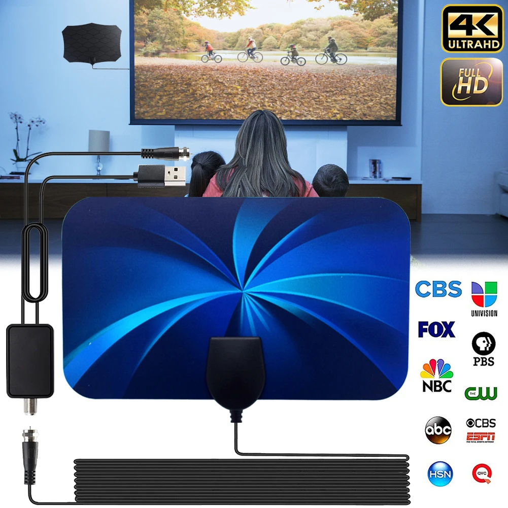 High Gain TV Antenna, 4K, 25DB, HD TV Box, Digital EU Plug,, Booster Active, Indoor Aerial