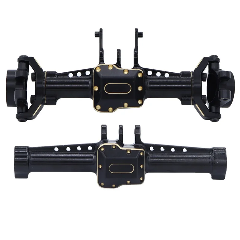 

AS96-Metal Front Axle Housing With Brass Axle Cover Steering Block For TRX4M 1/18 RC Crawler Car Upgrade Parts Black