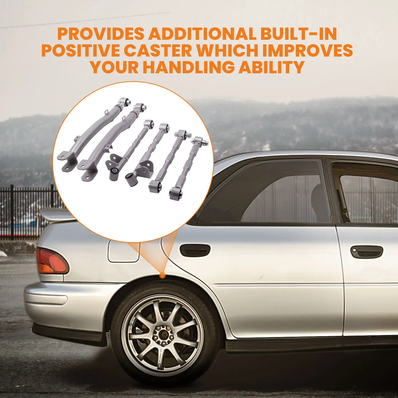 Rear Full Adjustable Lateral Link Traling Arm 6 Link Kit for Subaru Impreza WRX Rear Suspension Adjustable for  STi GDA 02-07