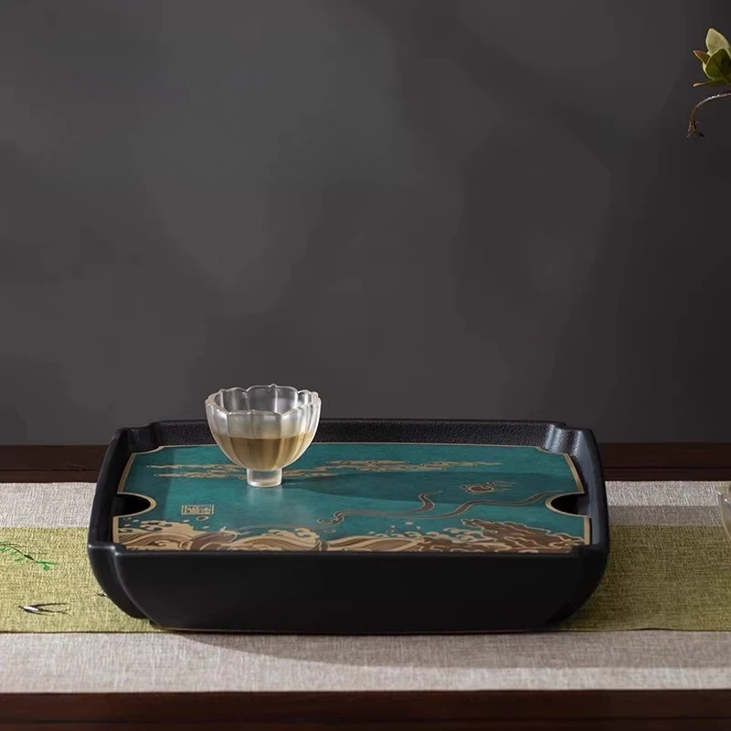 Metal Drainage Tea Tra Storage Saucer Green Serving Accessories Valet Tea Tra Coasters Hospitality Bandejas Home Decorationgs