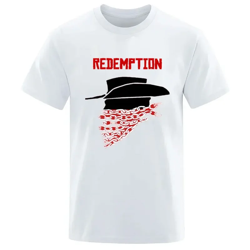 Red J.p.redemption Hat and Chain A Fistful of Dollars Clint Eastwood Japanese Tops Tee Cotton T Shirt Birthday Gift Fan T-Shirt