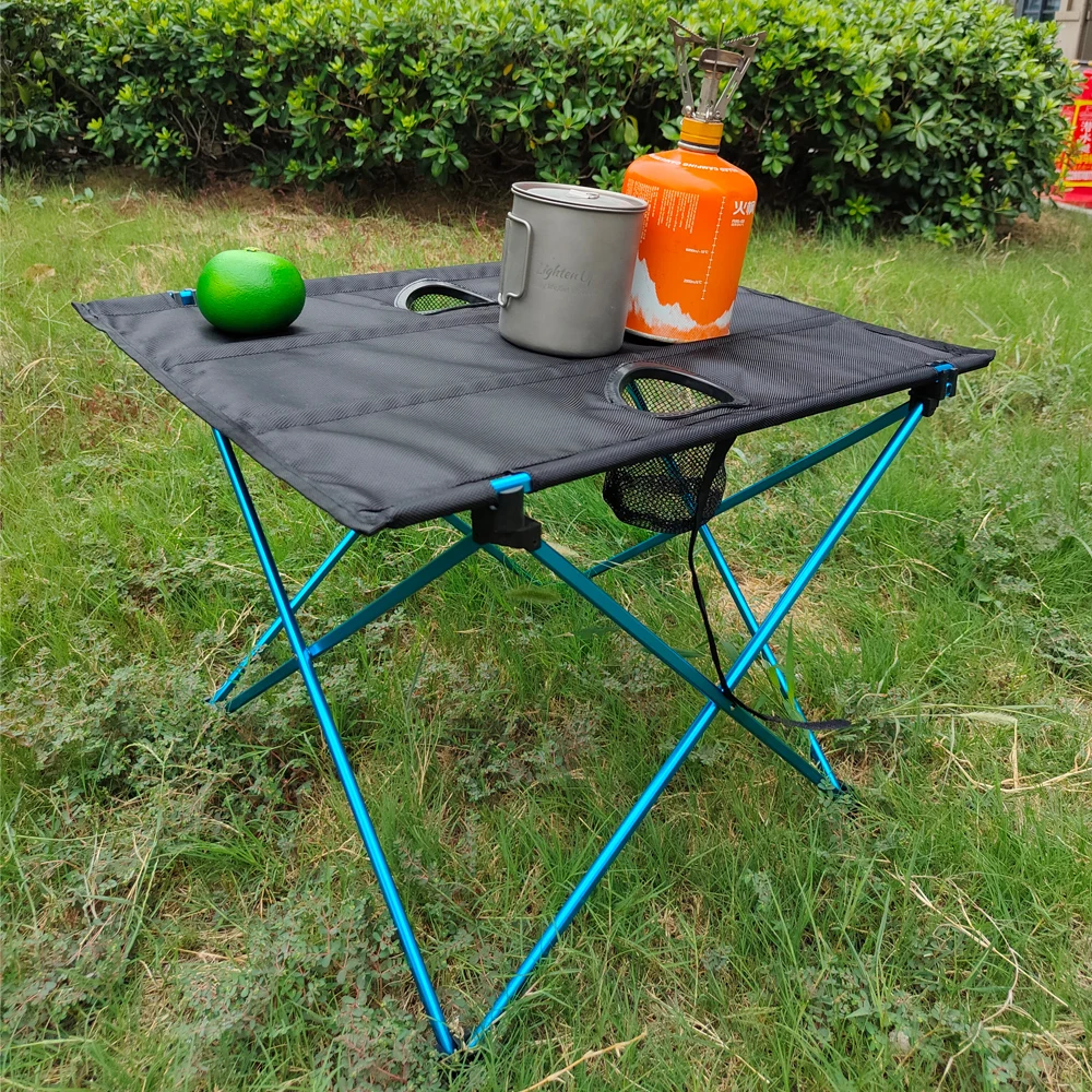 Folding Table Aluminum Frame Oxford Desk Anti-slip Feet Sundries Bag Camping Fishing Hiking Picnic 57cm Outdoor Party