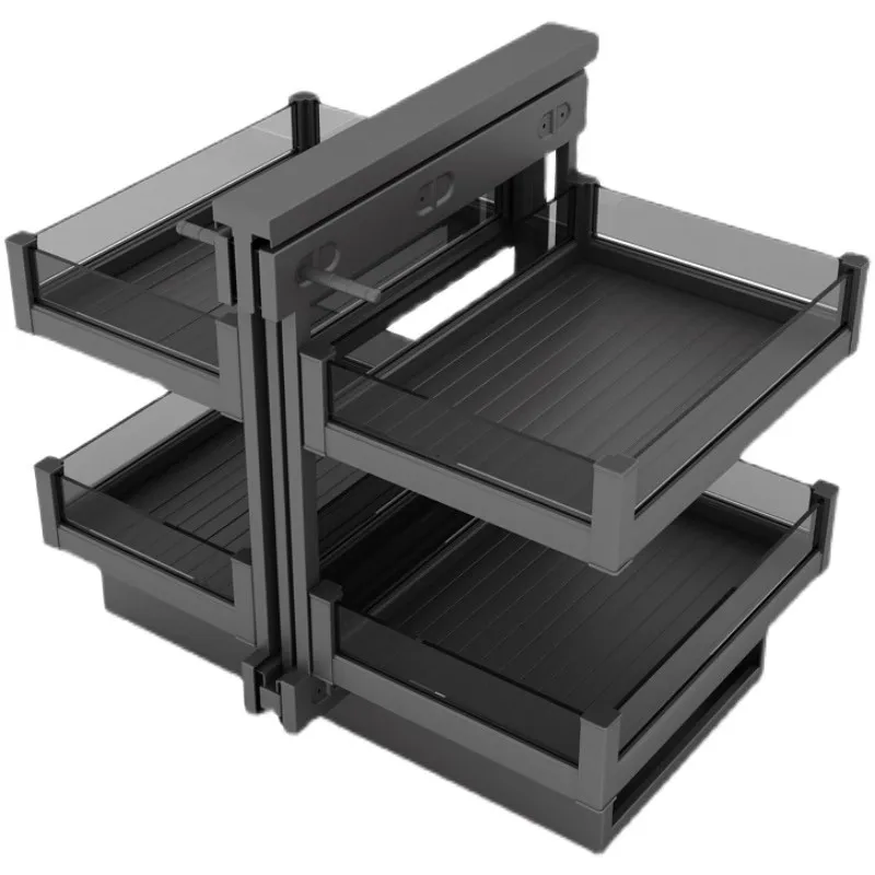 Corner pull basket full open little monster kitchen cabinet full pull out aluminum alloy drawer type storage rack