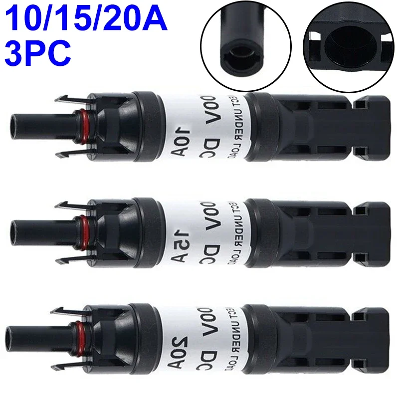 

3pcs Solar PV Fuse Connector Photovoltaic Fuse Diode Connector 10A / 15A / 20A UL94-V0 IP67 Protection Panel Cable Blocking Fuse