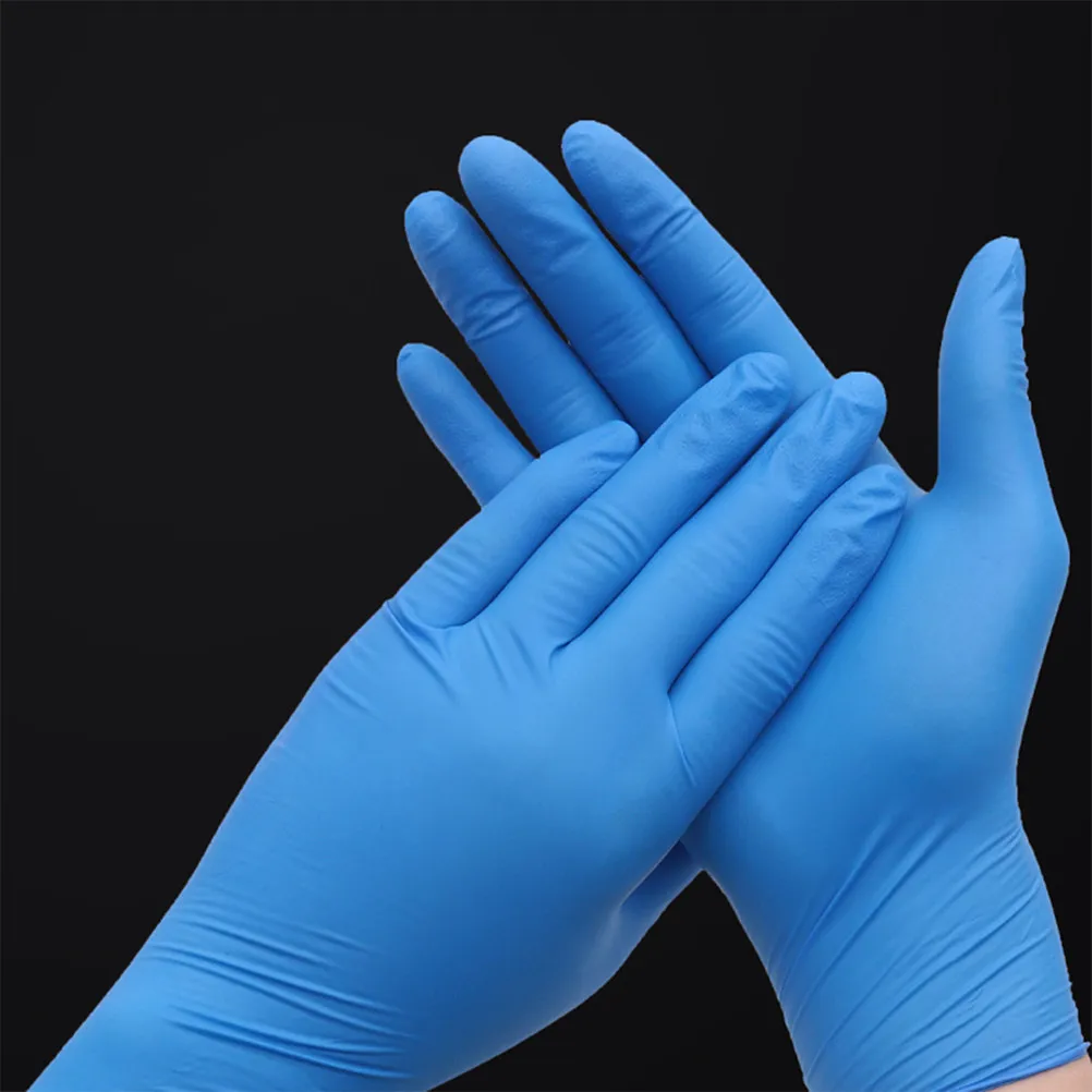 50Pcs Disposable Blue Nitrile Gloves Oil Proof Waterproof Multipurpose Cleaning Work Washing Gloves Size L