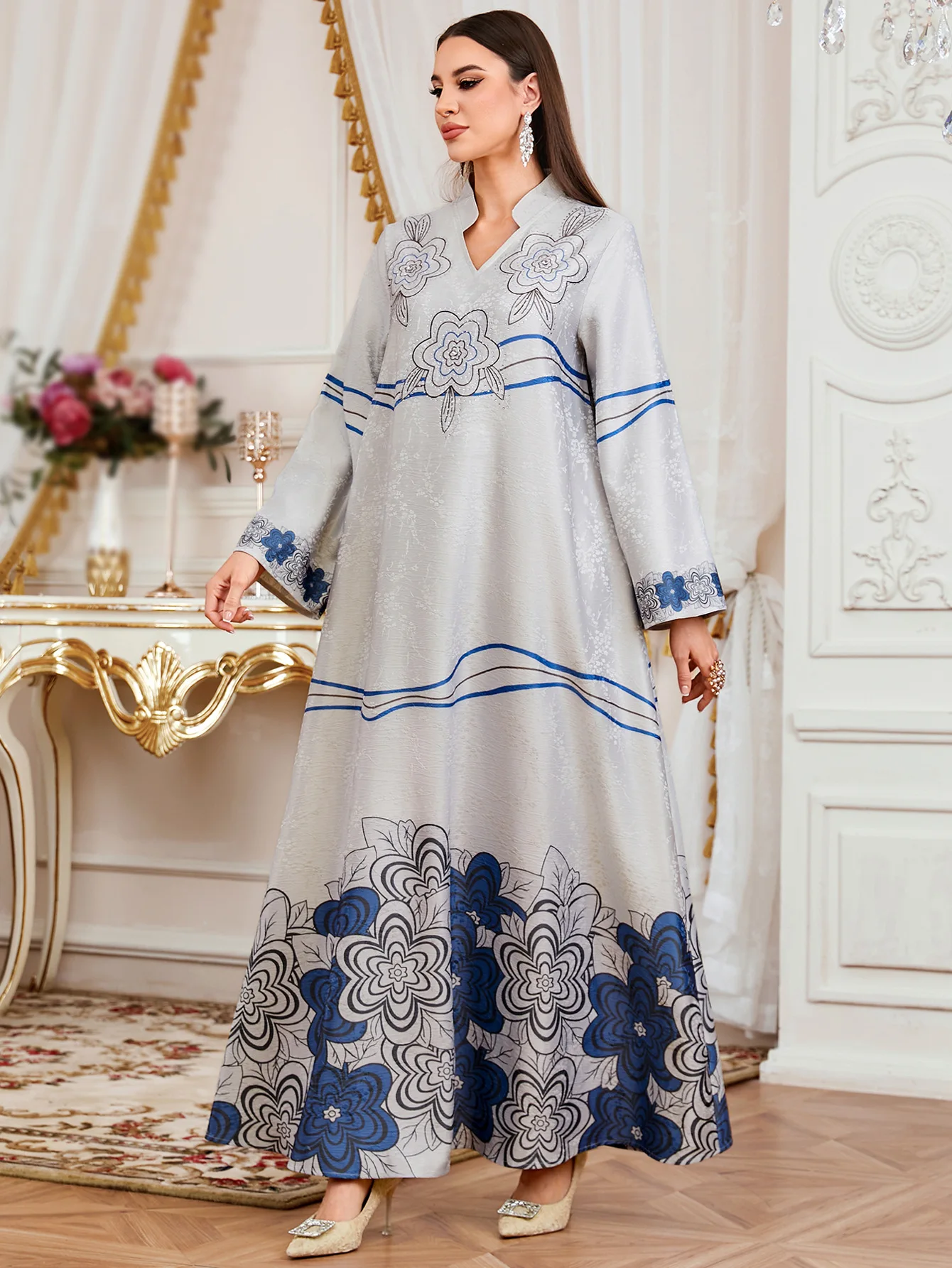 イード・アバヤ 女性用パーティードレス プリント・ジャラビーヤ エレガントなムスリム・ドバイ・ベスティドス・ラルゴ・ラマダン・モロッコ・礼拝用カフタン・ローブ・アバヤス 2026