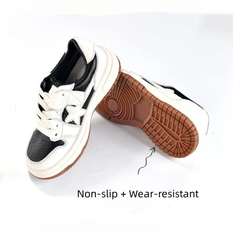Cow Leahter Boys Skate Shoes Autumn Spring Soft Genuine Leather Girls Fashion Sneakers Non-slip Children's Casual Shoes