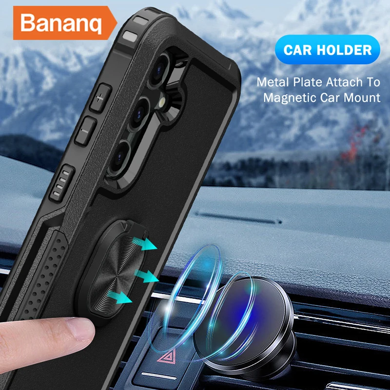 

Bananq Magnetic Metal Ring Stand Case For Samsung S24 S23 FE S20 Ultra S10 Plus Cover For Galaxy A73 A53 A33 A13 A12 A03S A02S