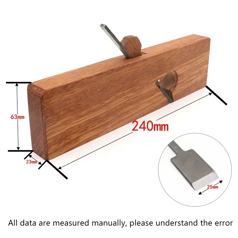 New Mahogany Wood Hand Edge Planer 240mm Medium Blade Line Plane, Manual Wood Planing Tool for Carpenter Woodworking Processing