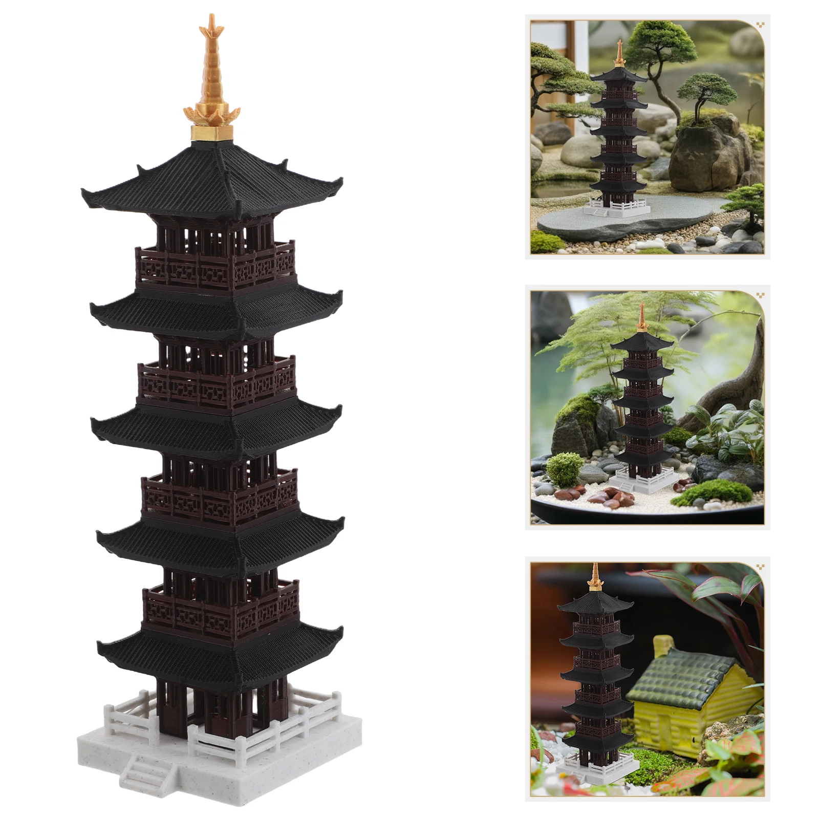

Tall Tower Decorations Chinese Architectural Statue Bonsai Rockery Mountain