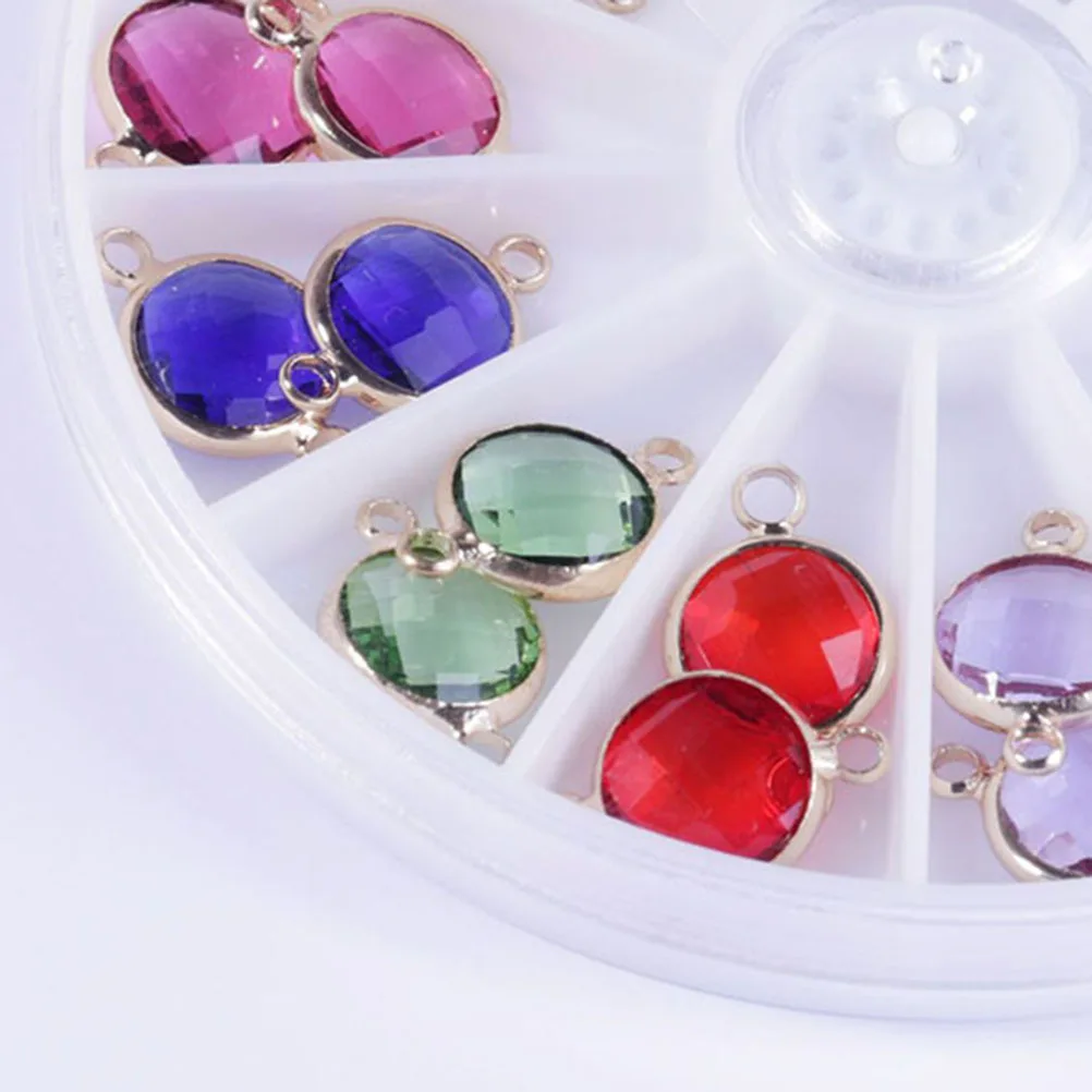 24Pcs Birthstone Pendant Crystal Natural Material Gemstone Findings 10mm for DIY Jewelry Making Necklace Bracelet Keychain