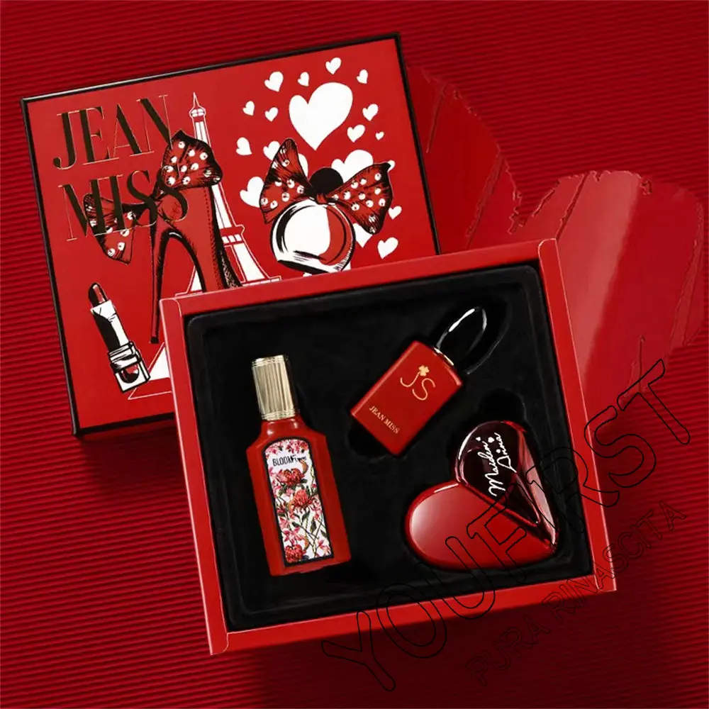 Coffret cadeau de marque pour femme, parfum floral durable, parfum de phéromone, eau de parfum Cologne, eau aromatique, 110ml, ensemble de 3 pièces