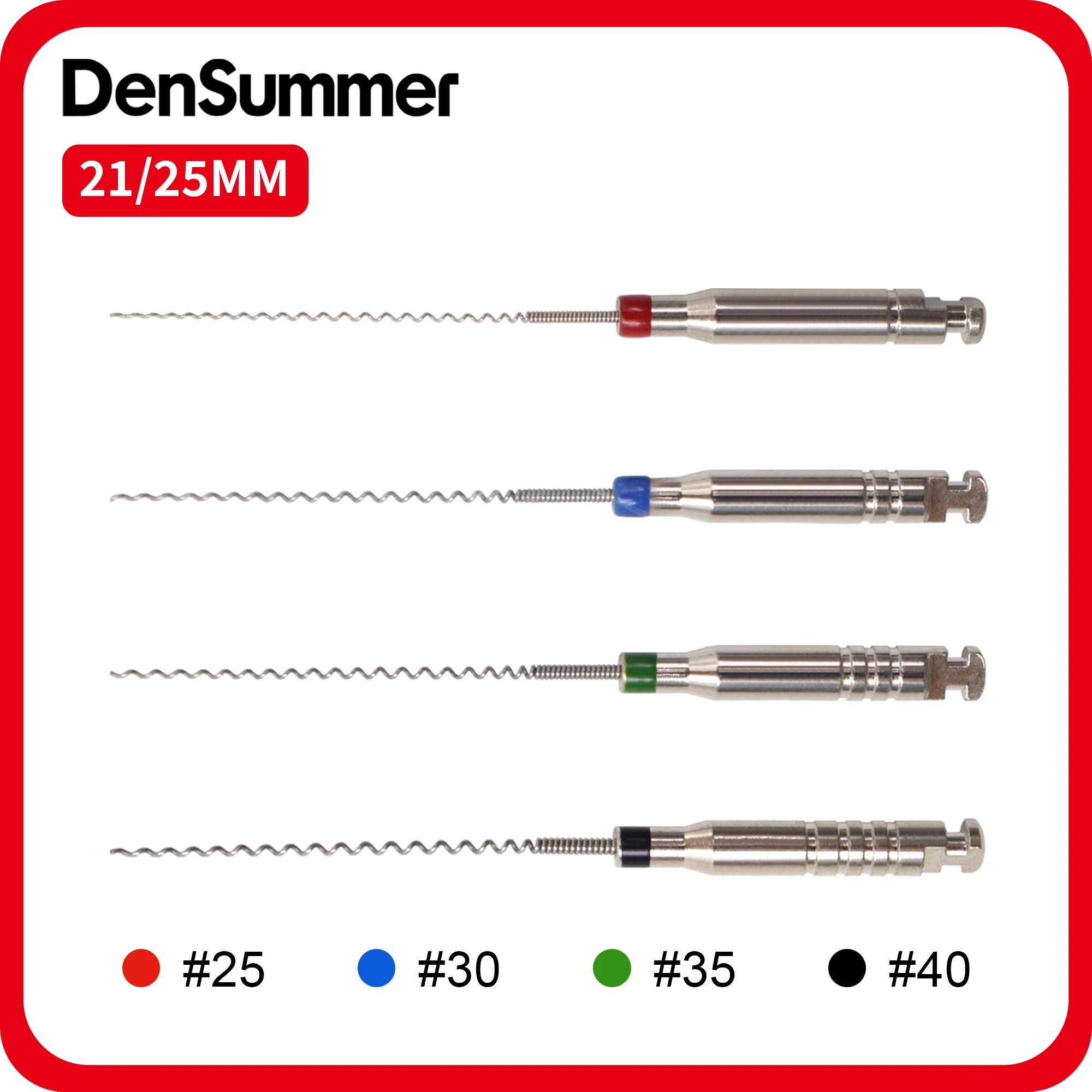 DenSummer 21/25mm Stainless Steel Endo File 5 Boxes #25-40 Dentistry Endodontic Reamers Drill Dental Rotary Paste Carriers
