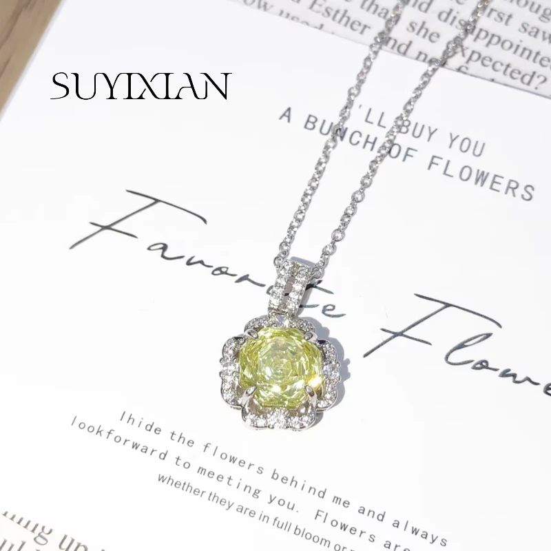 925 Sterling Silver Octagon Zircon PendantExquisite Rose-cut Faceting, Pave Frame Chic, Luxurious, and Refined Daily Wear