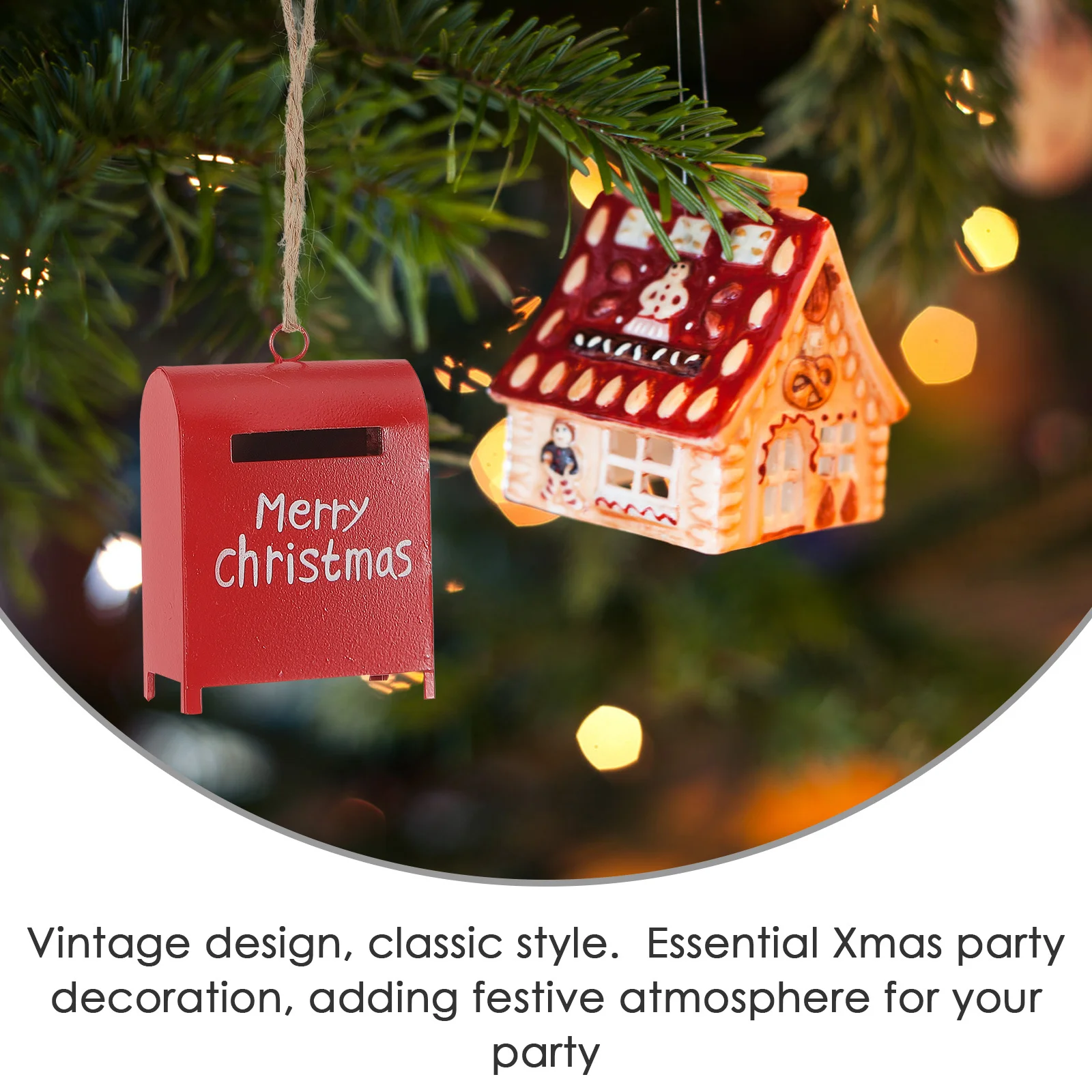 

1pcs Christmas Decoration Ornament Vintage Xmas Tree Mailbox Pendant Metal Home Party Christmas Decor Decor Xmas Supplies