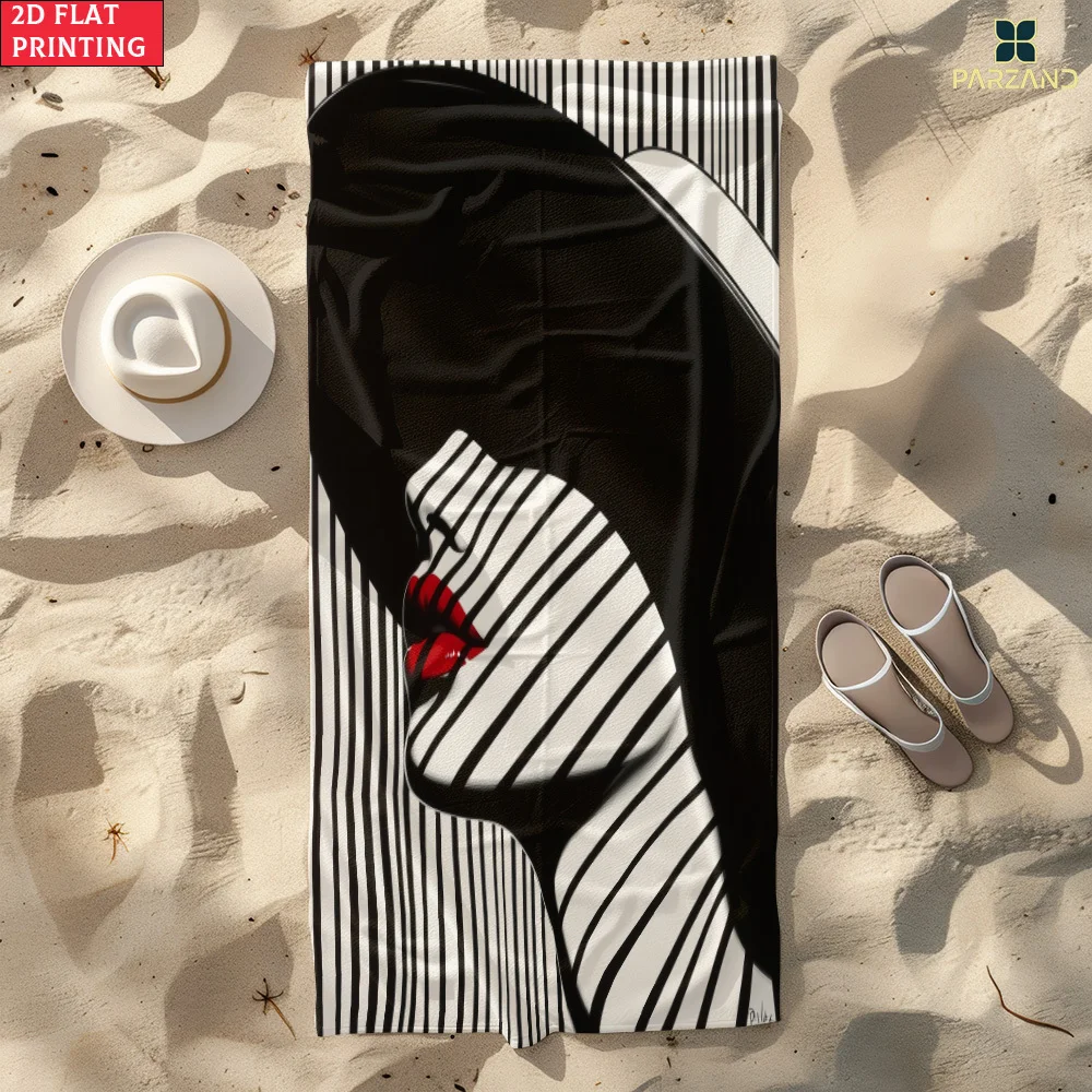 Design of female red lip silhouette polyester microfiber beach towel is highly absorbent suitable for swimming and beach outings