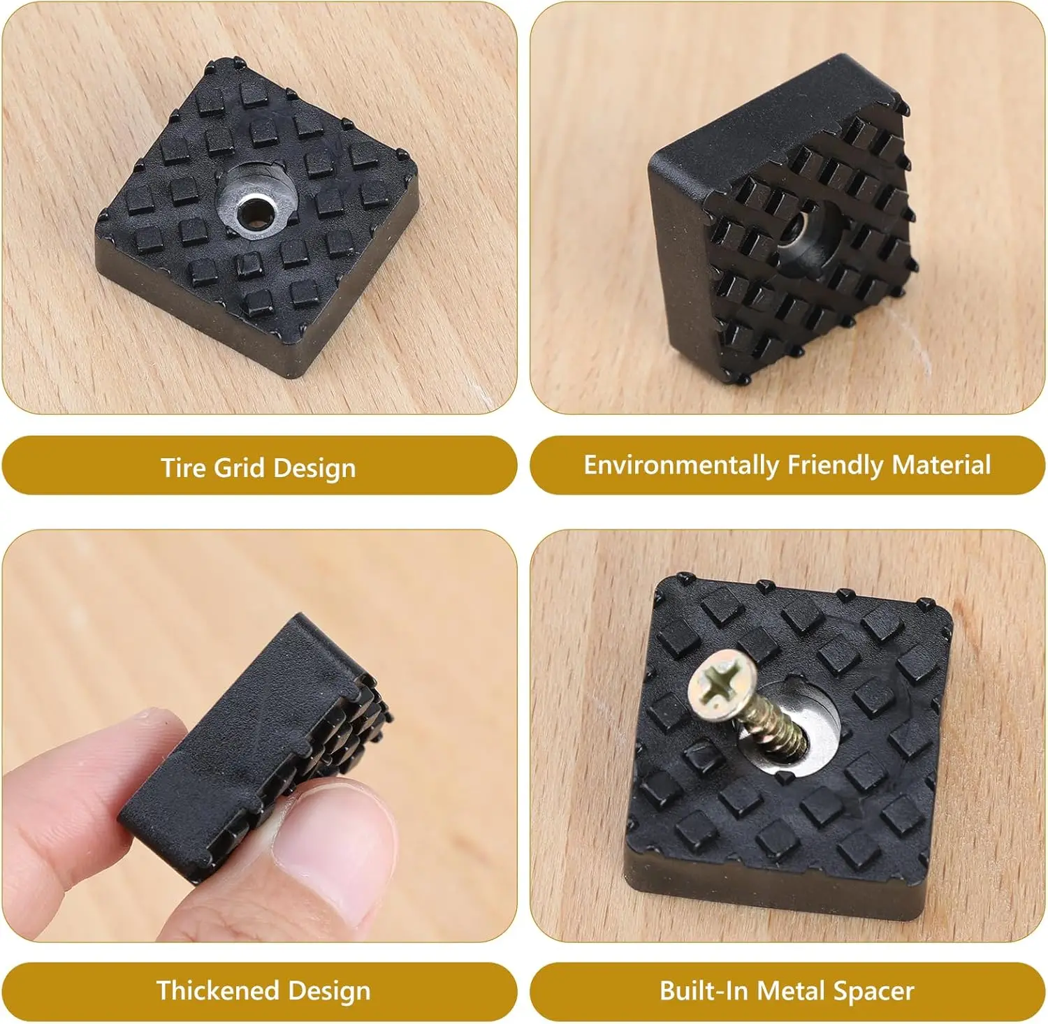 Transparent Square Furniture Foot Pads Non-slip Chair Leg Caps Hardwood Floor Protector Pad with Screw Desk Chair Sofa Leg Cover