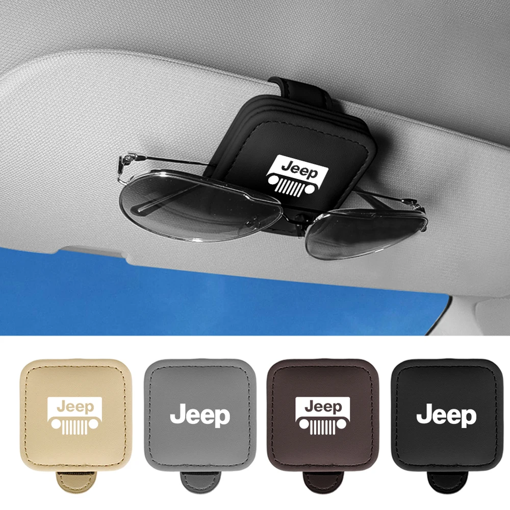 

Автомобильный солнцезащитный козырек, держатель для хранения солнцезащитных очков, кожаные зажимы для очков, аксессуар для Jeep Renegade Wrangler Patriot Liberty GrandCherokee