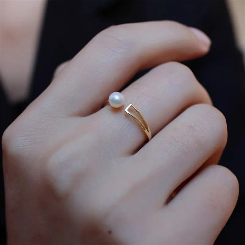 

2023 New Natural Freshwater Pearl Fashion Simple Design 14k Gold Filled Ladies Party Ring Jewelry For Women Birthday Gifts