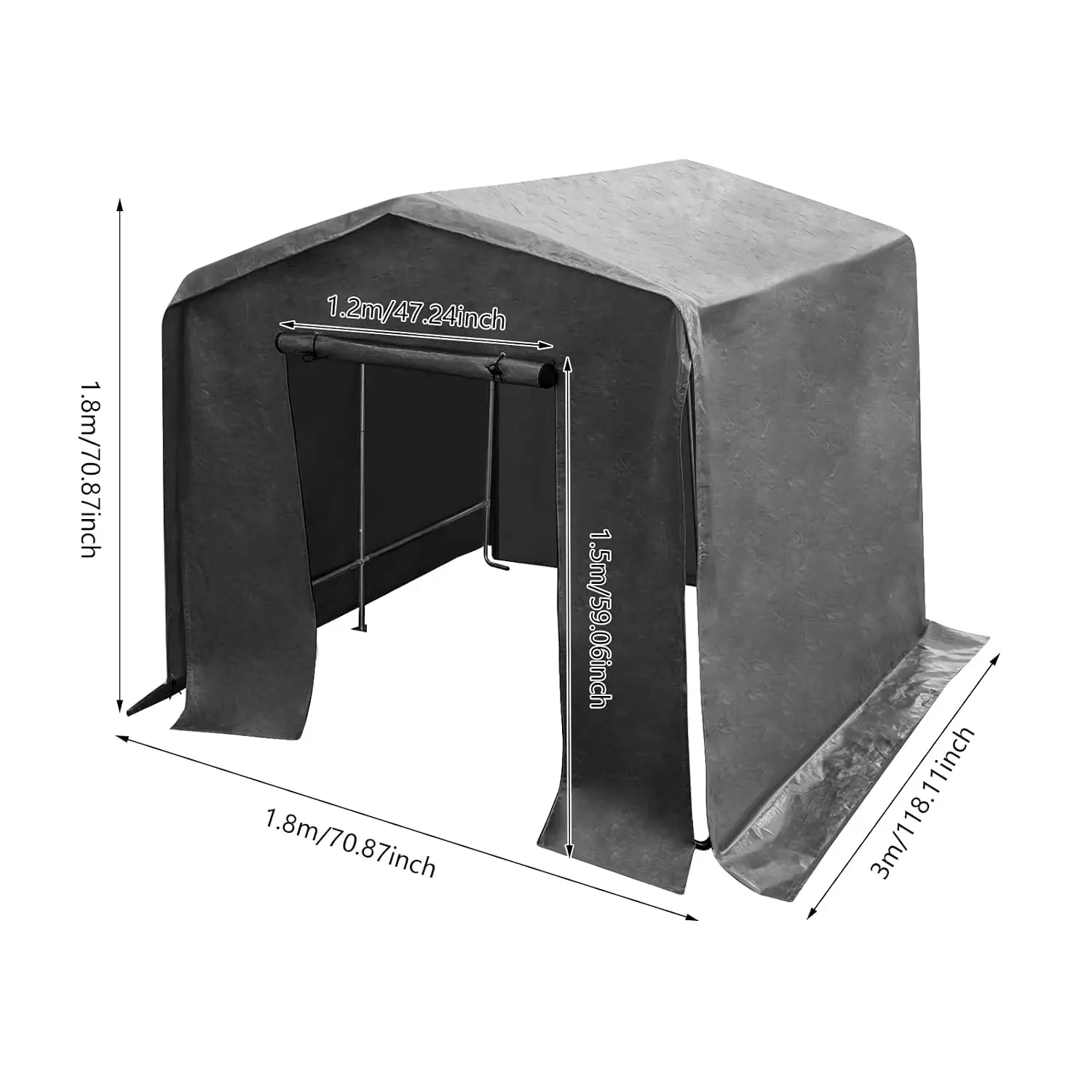 Heavy Duty Carport Canopy with Roll-Up Door, Waterproof Portable Garage Shelter for Cars Trucks Motorcycles, 12x12ft, Customized