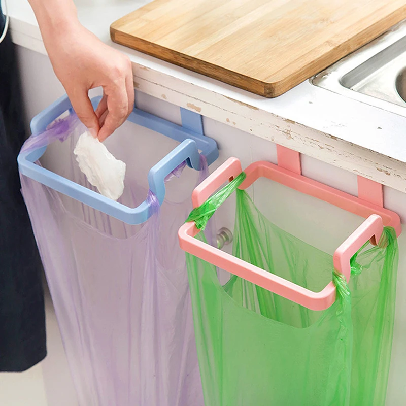 Trash Rack Storage Garbage Bag Holder Cupboard Door Back Kitchen Garbage Rubbish Bag Cabinet Hanging Kitchen Organizer