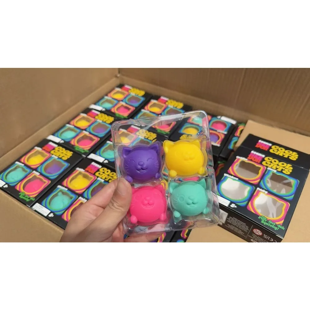 Novo Kit de 4 Bolas Sensoriais Super Macias Swill NeeDoh para Alívio do Estresse em Adultos e Jovens – Brinquedo de Plástico para Escritório