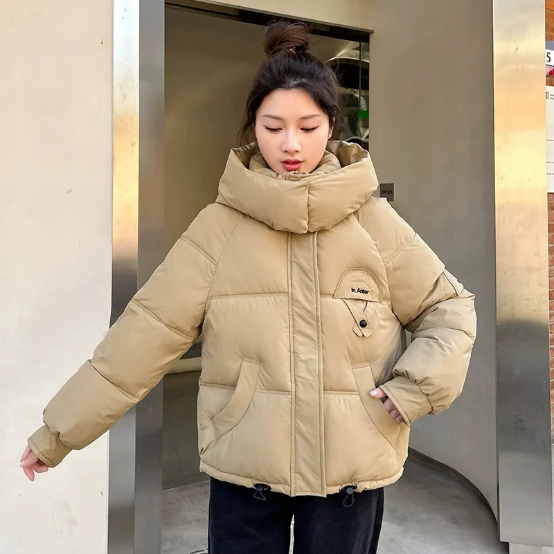 

Parkas Women Winter Jacket Candy Colors Hooded Short Cotton-padded Jacket Korean Thicke Warm Down Cotton Coat Female Outerwear