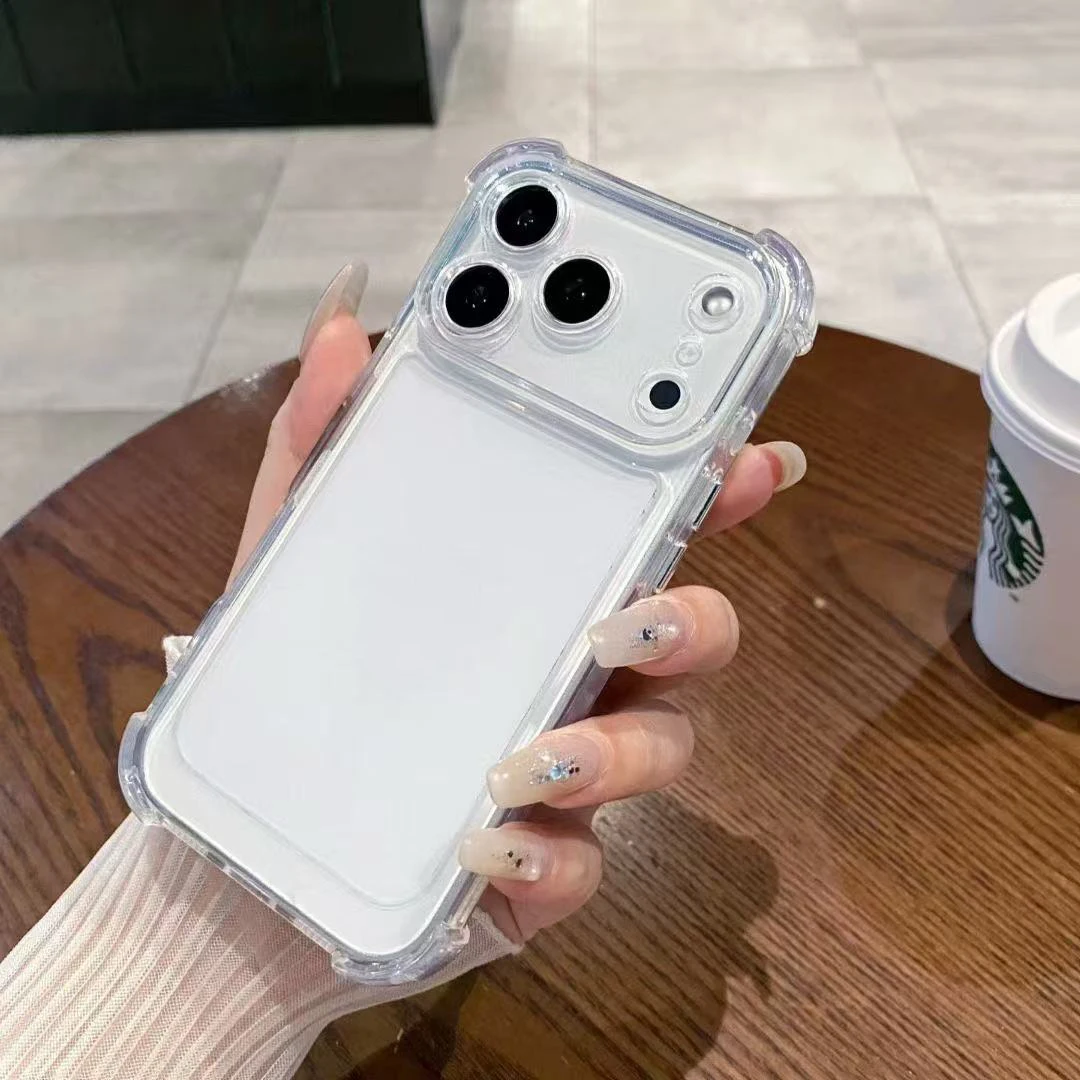 حافظة هاتف شفافة مضادة للصدمات لهاتف آيفون 17 16 15 14 Plus 13 Pro Max من السيليكون غطاء حماية شفاف للكاميرا