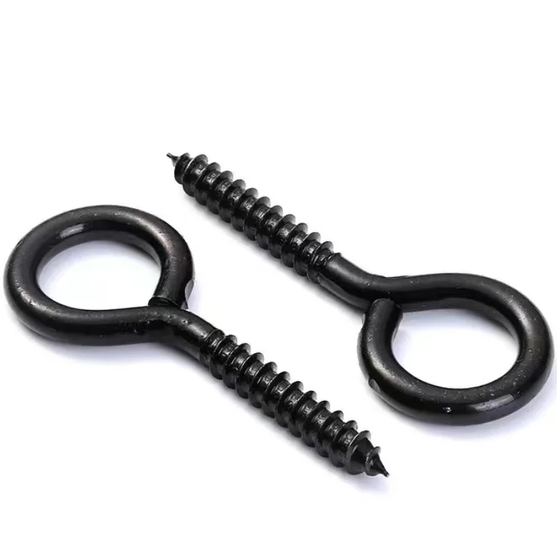 Carbon steel black sheep's eye screw self-tapping screw sheep's eye hook with screw hook closed sheep's eye screw rings