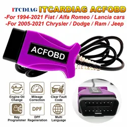 ACFOBD OBD Diagnostic Tool For Fiat/AlfaRomeo/Lancia/Chrysler/Dodge/Ram/Jeep Support AIRBAG Engine Mileage Cluster Fault Code