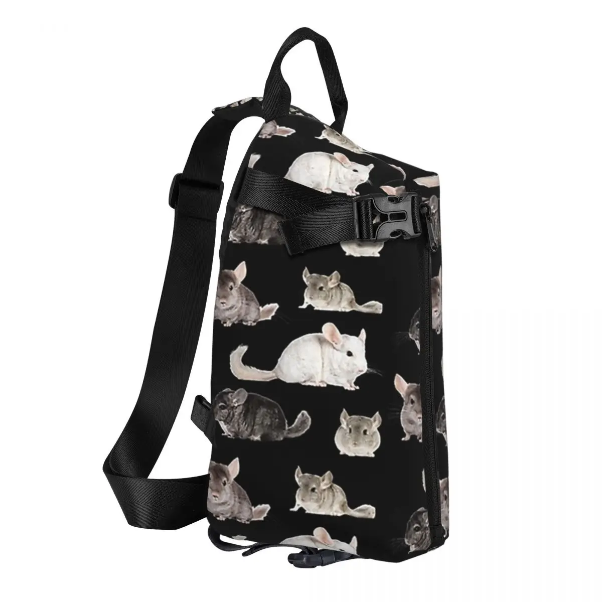 Chinchilla Sticker Pack Chest Bag Men Sling Crossbody Backpack Chest Bag Travel Hiking Daypack Shoulder Bag