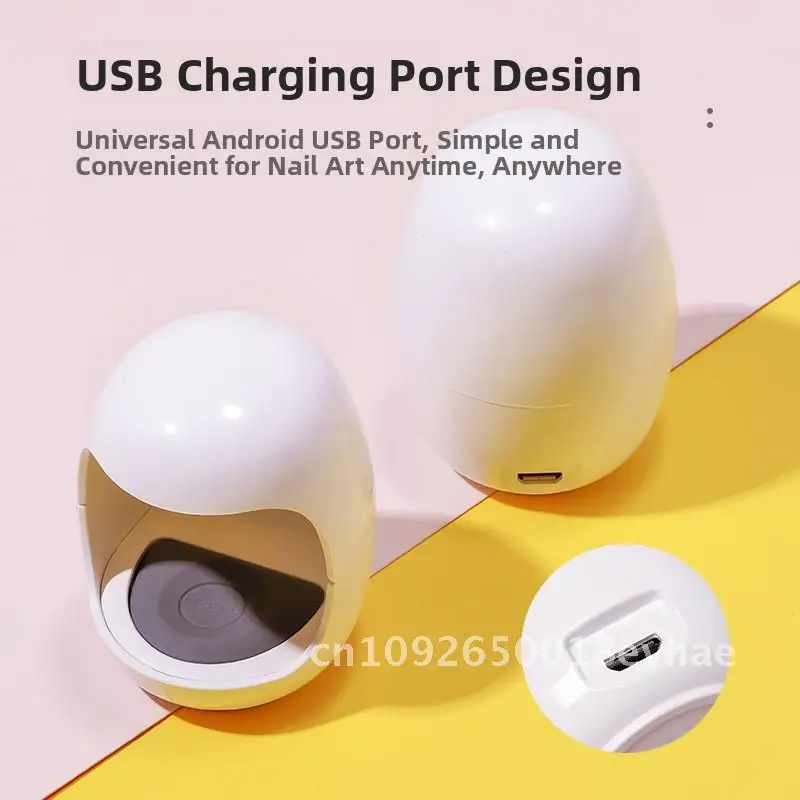 Mini LED Nail Art Light Egg Draagbare handlamp met één vinger voor sneldrogende en lichttherapie Roze/wit niet-zwart handmodel