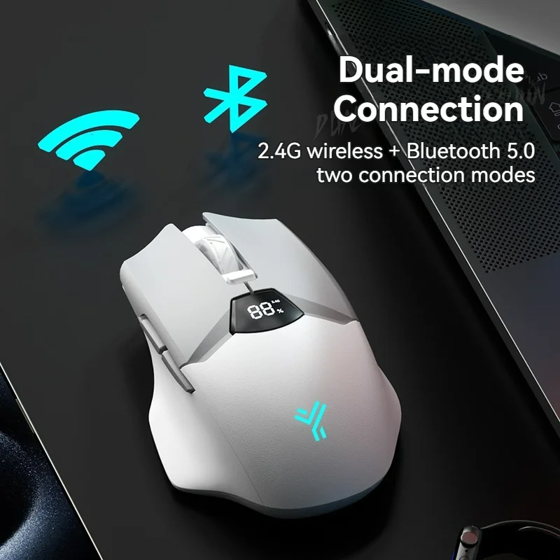 Wireless Bluetooth Mouse, Smart Screen Display, Dual Mode Mute Button, 600mAh Lithium Battery, Office Mouse for Tablet, Notebook