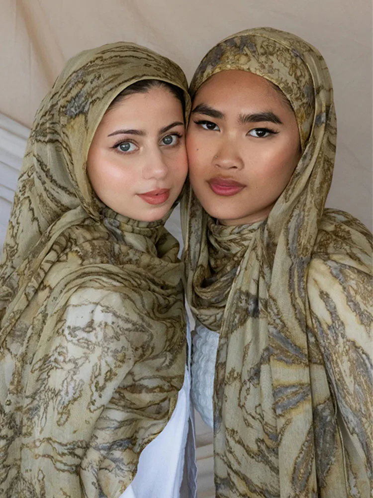 Ramadan Muslim Hijabs Women Solid Gradient Scarves Shawl Luxury Eid Watercolour Hijab Wrap Islam Turban Female Headscarf view 5