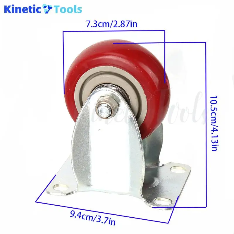 عجلة عالمية مجهزة بالفرامل بقضيب ربط M12 مقاس 3 بوصات (أحمر عناب) - عجلة شاحنة PVC كتم الصوت مقاومة للاهتراء ومحمل مزدوج #3