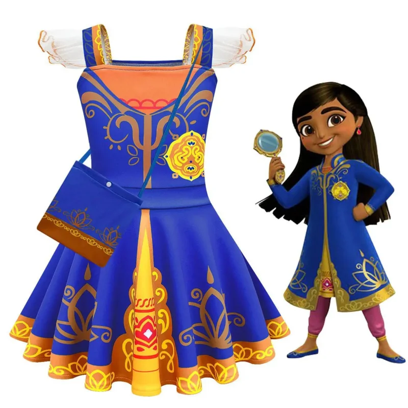Mira Royal Detective Girls Dresses Carnival Halloween Children Cosplay mira Princess Dress Kids Birthday Party Costume bag