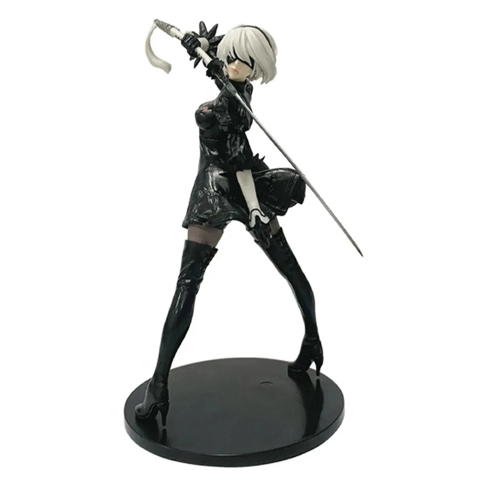 Hot 18CM Yorha 2B Black and White Series Anime Figure PVC Collectible Action Figures Model Doll Statuette Gift