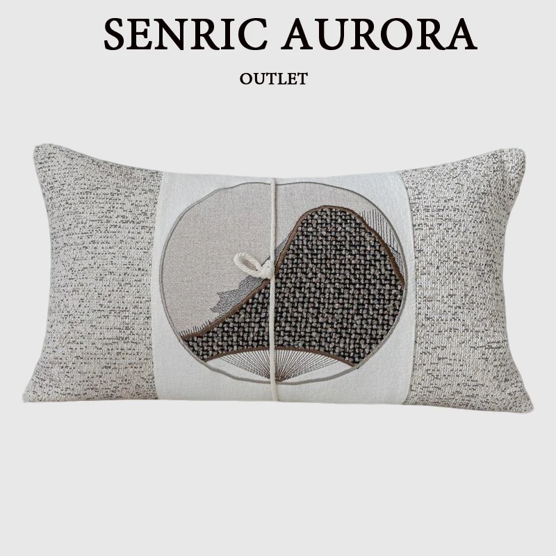 

Luxury Cushion Cover Chinese Style Landscape Cloth Embroidered Waist Pillow Case 30x50cm For Home Hotel Sofa Bed