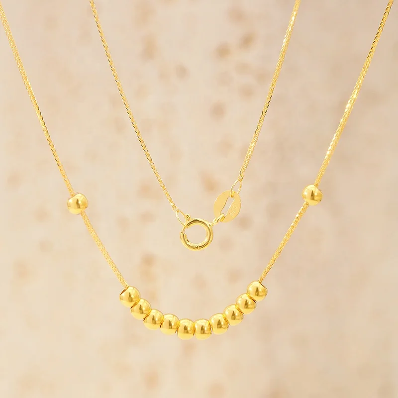 

Authentic Fashion Design 18k Gold Bead Chain Necklace
