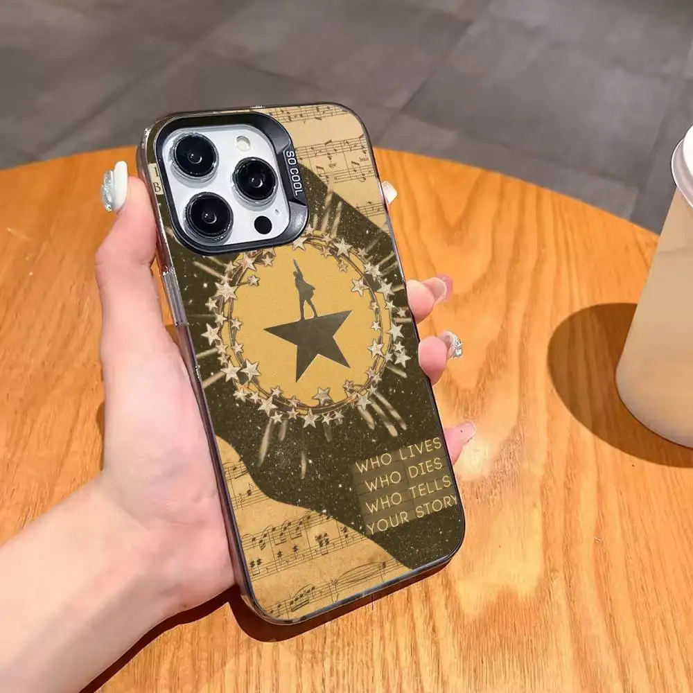 حافظة هاتف H-hamilton Musical L-Lyrics لهاتف iPhone 17,16,15,14,13,12,11 Plus، Pro Max، XS، حافظة هاتف فضية ملونة غطاء Funda #5