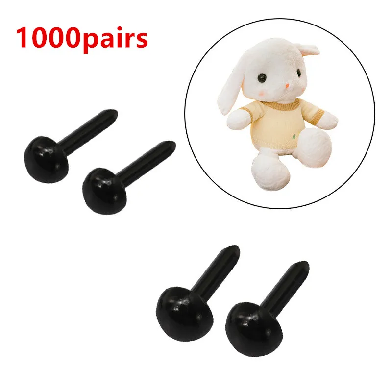 1000Pairs 3/4/5/6mm Black Eyes Dolls Glass Eyes Needle Felting Teddy Bears Plush Eyes Safety Eye Doll Puppet Toys Accessories